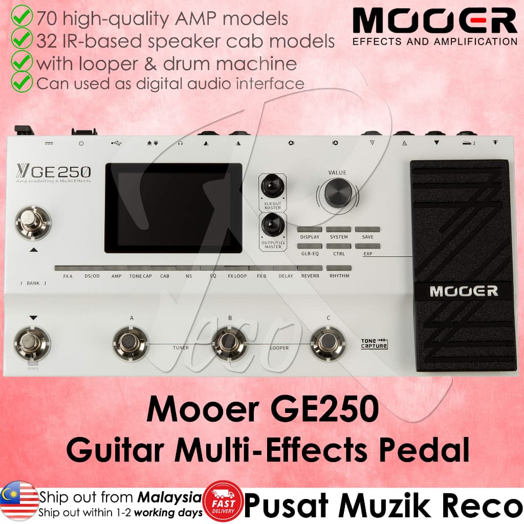 Mooer GE250 Guitar Amp Modelling & Multi Effects Pedal – Reco