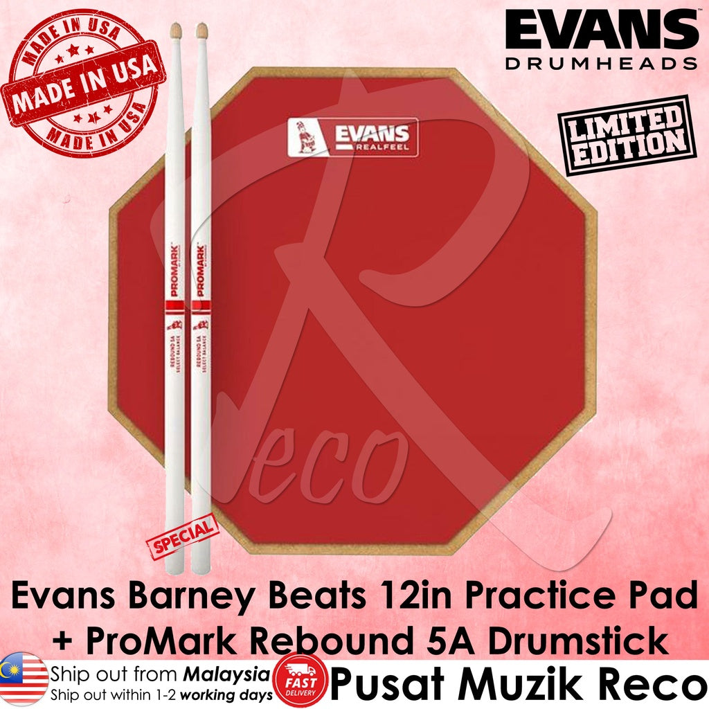 Evans RealFeel 2-sided Practice Drum Pad - 12 inch Bundles