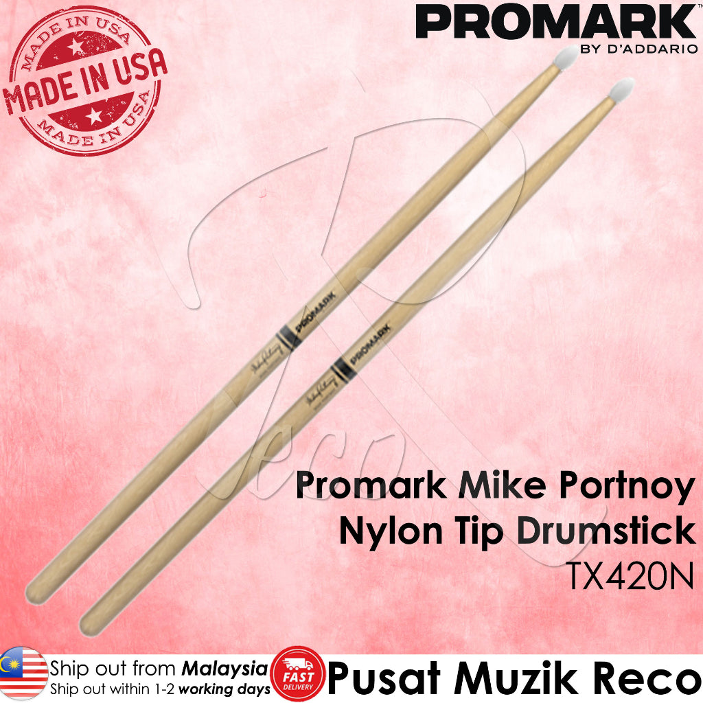 PROMARK MIKE PORTNOY 420 HICKORY NYLON TIP DRUM STICKS – Drumazon