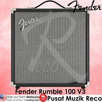 *Fender Rumble 100 V3 1x12" 100W Combo Bass Amplifier - Reco Music Malaysia