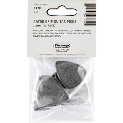 Jim Dunlop 417P2.0 Gator Grip Black Guitar Pick 2.0mm - Reco Music Malaysia