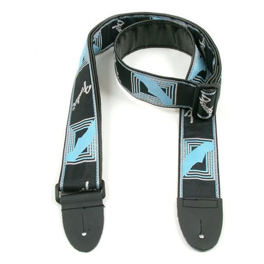 *Fender 0990681502 2" Monogrammed Guitar Strap, Black/Light Gray/Blue - Reco Music Malaysia