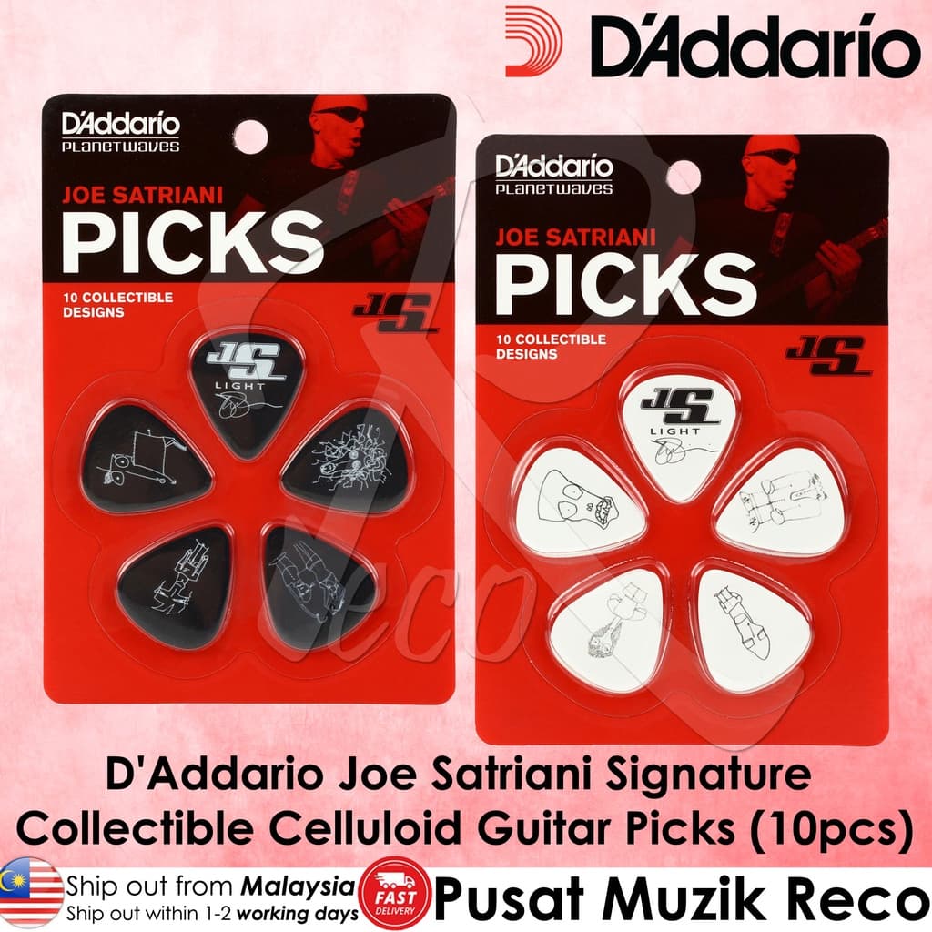 *D'Addario 1CBK2-10JS Joe Satriani Signature Picks, Black - Reco Music Malaysia