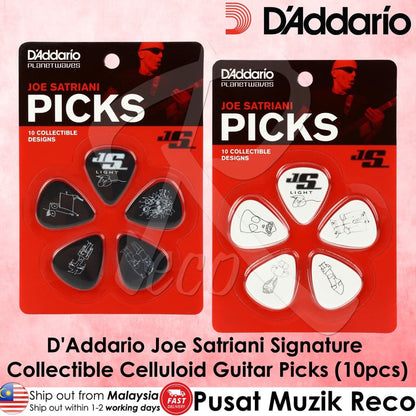 *D'Addario 1CWH2-10JS Joe Satriani Signature Guitar Picks, White - Reco Music Malaysia