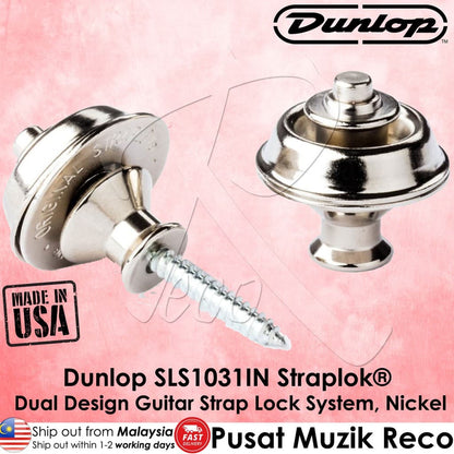 *Jim Dunlop SLS1031N Straplok Dual Design Strap Retainer System, Nickel - Reco Music Malaysia