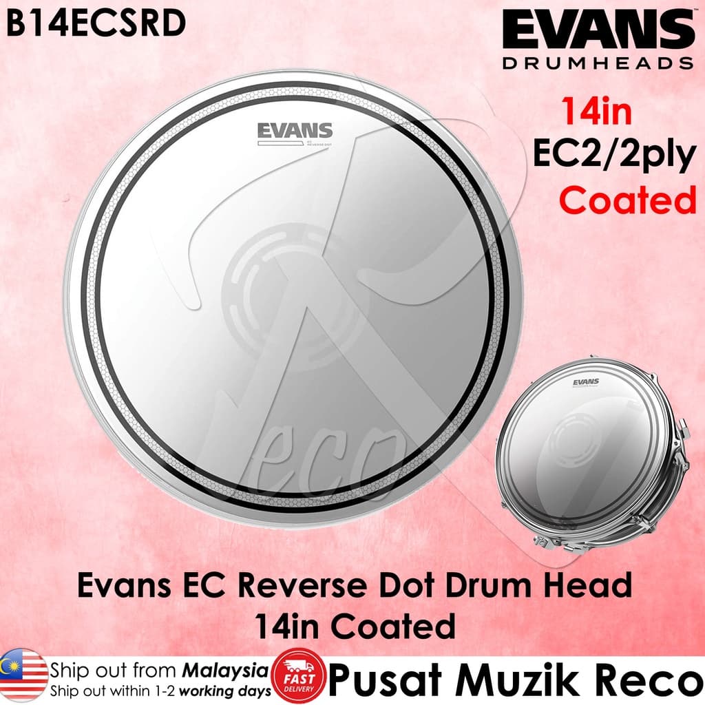 *Evans B14ECSRD EC Reversed Dot Coated 14" Snare Drumhead - Reco Music Malaysia