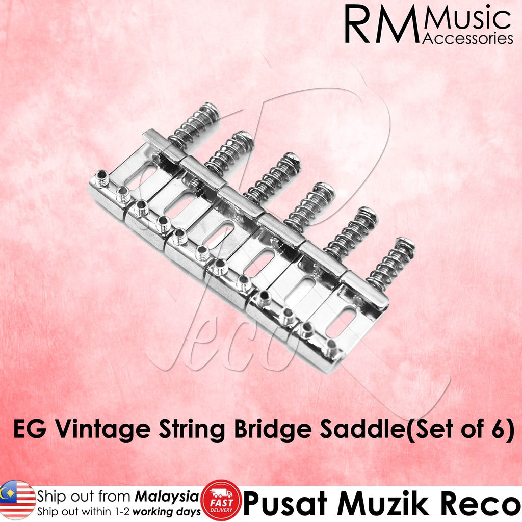 RM Electric Guitar Vintage Bridge Saddle Set 20.5x10.5mm (6pcs) - Reco Music Malaysia