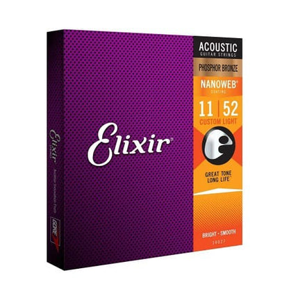 *Elixir Strings 16027 Nanoweb Phosphor Bronze Acoustic Guitar String Custom Light 1152 - Reco Music Malaysia