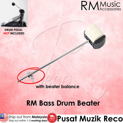 RM Bass Drum Beater Double Surface Beater Dual Beater with Beater Balance - Reco Music Malaysia