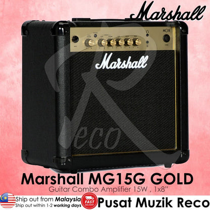 *Marshall MG15G Gold Series 15W Guitar Combo Amplifier - Reco Music Malaysia