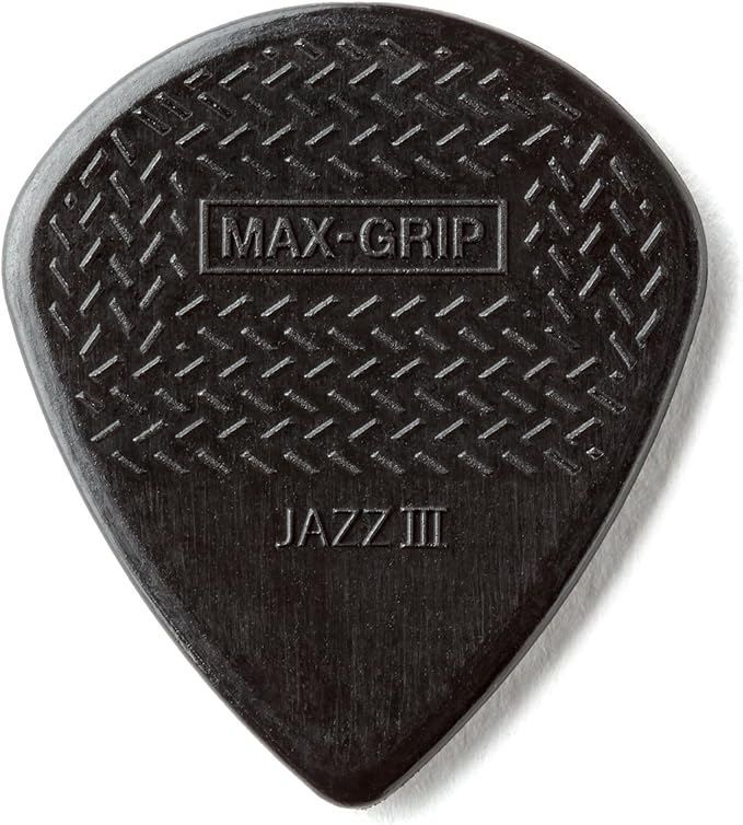 Dunlop 471P3S Black Stiffo Max Grip Jazz III Guitar Pick 1.38mm Guitar Picks Player Pack, 6pcs/Pack