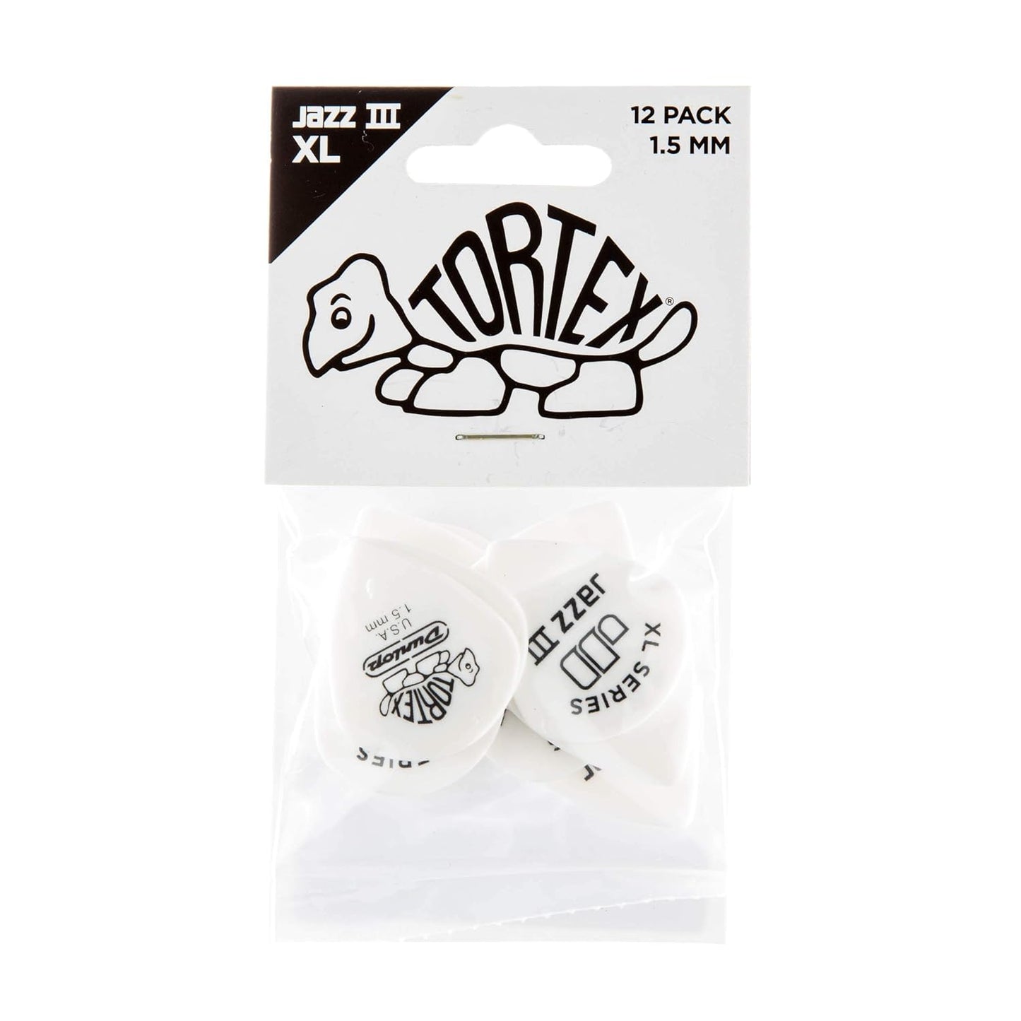 Dunlop 498P150 Tortex Jazz III XL 1.50mm Guitar Picks Player Pack, 12pcs/Pack