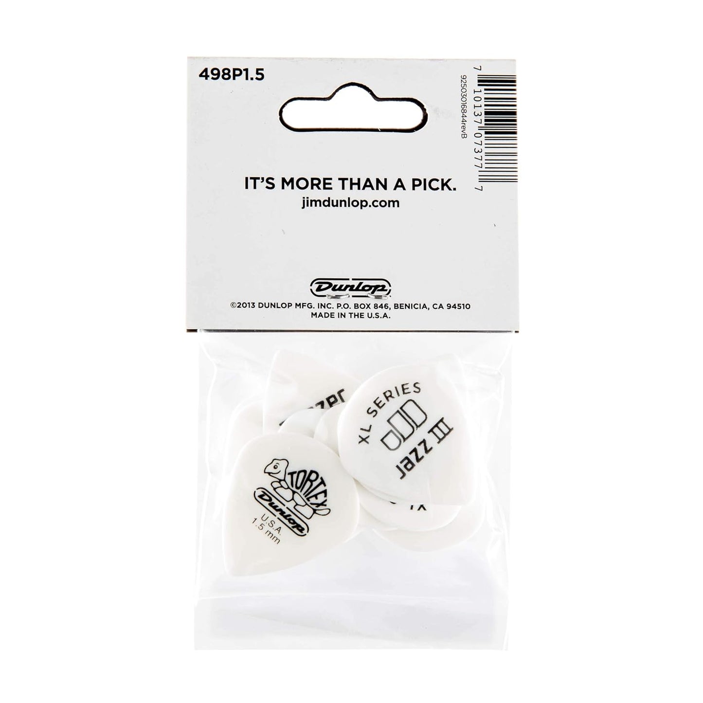 Dunlop 498P150 Tortex Jazz III XL 1.50mm Guitar Picks Player Pack, 12pcs/Pack