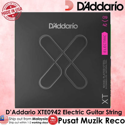 *D'Addario XTE0942 XT Nickel Coated Electric Guitar String Super Light - Reco Music Malaysia