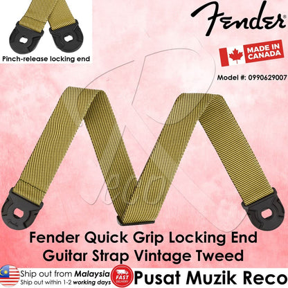 *Fender 0990629007 Vintage Tweed Quick Grip Locking End Straps - Reco Music Malaysia