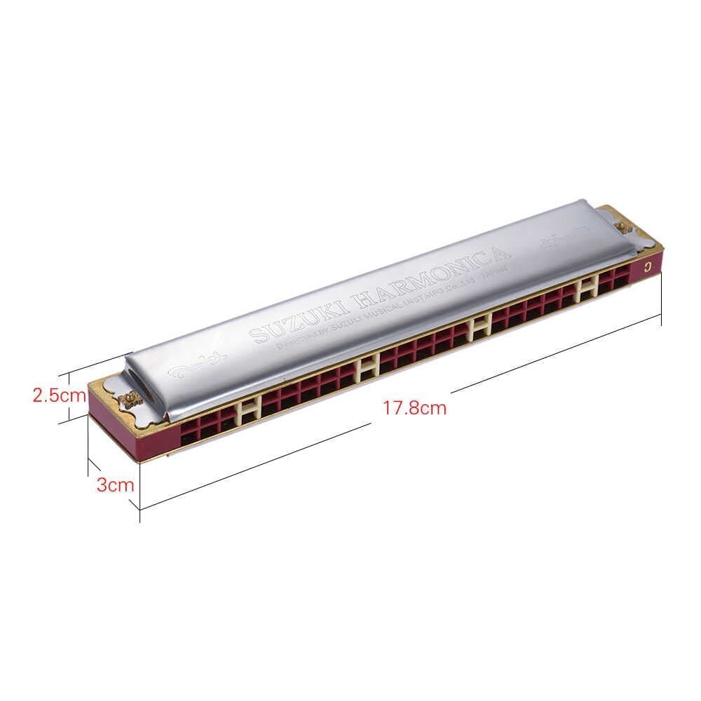 *Suzuki Study-24 Tremolo Harmonica 24 Holes C Key - Reco Music Malaysia