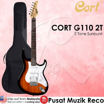 *Cort G110-2T 2 Tone Sunburst 6-String Electric Guitar with Bag - Reco Music Malaysia