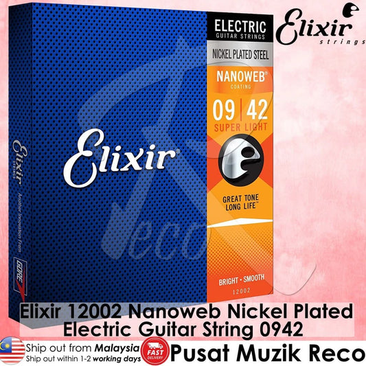 *Elixir 12002 Nanoweb Coated Electric Guitar String 0942 - Reco Music Malaysia