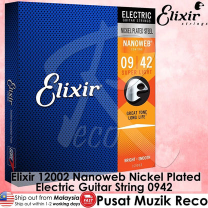 Elixir 12002 Nanoweb Coated Electric Guitar String 0942