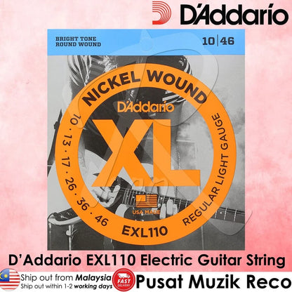 *D'Addario EXL110 Nickel Wound Electric Guitar Strings - Reco Music Malaysia