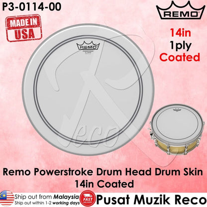 *Remo P3-0114-00 Coated Powerstroke 3 Drum Head, 14" - Reco Music Malaysia