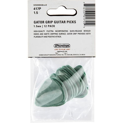 *Jim Dunlop 417P150 Gator Grip 1.50mm Guitar Picks, Green - Reco Music Malaysia