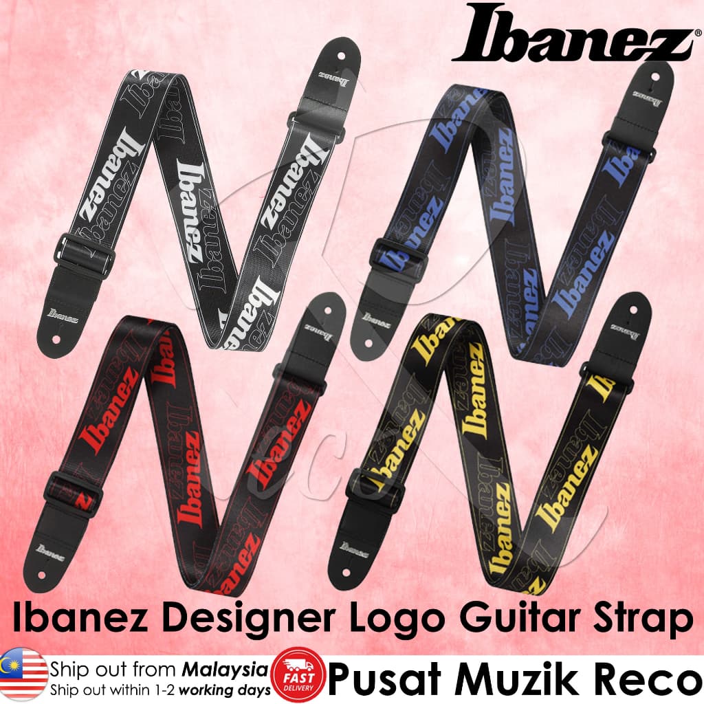 *Ibanez GSD50-BL Running Logo Guitar Strap (Blue) - Reco Music Malaysia