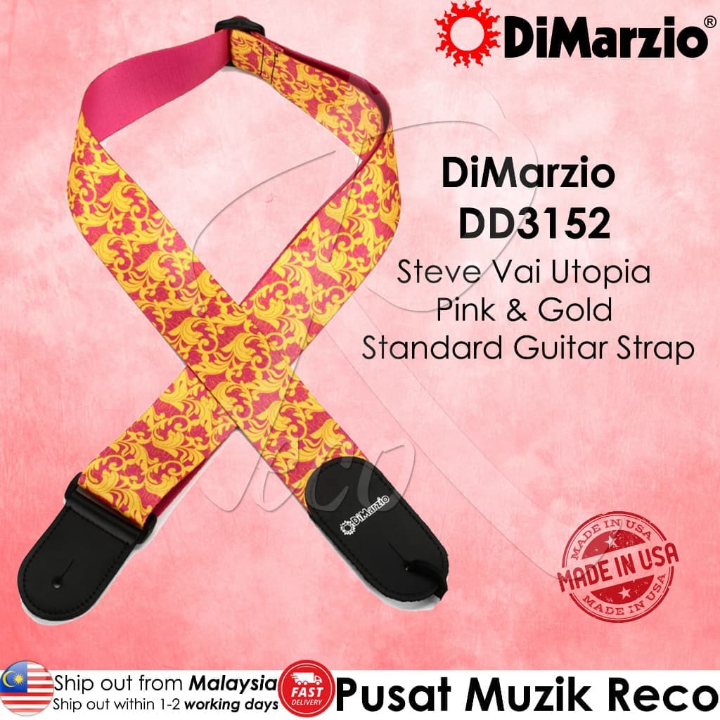 *Dimarzio DD3152 2" Steve Vai Utopia Guitar Strap, Pink Gold - Reco Music Malaysia