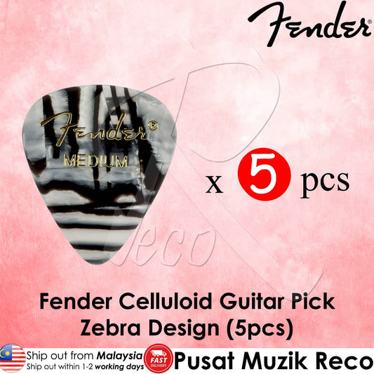 *Fender 351 Shape Celluloid Guitar Pick Zebra Design, 5-Pack - Reco Music Malaysia