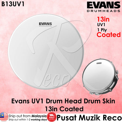 Evans B13UV1 13inch UV1 Coated Batter Drum Head - Reco Music Malaysia