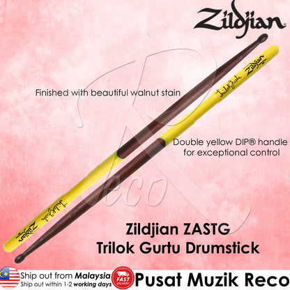 *Zildjian ZASTG Trilok Gurtu Artist Series Drumsticks, Wood Tip - Reco Music Malaysia