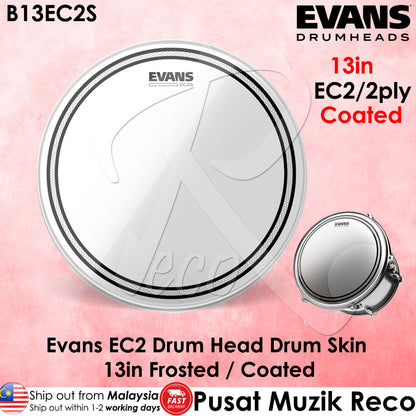 Evans B13EC2S 13" EC2 FROSTED Tom Drum Head with Sound Shaping Technology - Reco Music Malaysia