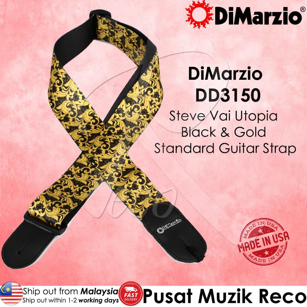 *DiMarzio DD3150 Steve Vai UtoPia Guitar Strap - Black Gold - Reco Music Malaysia