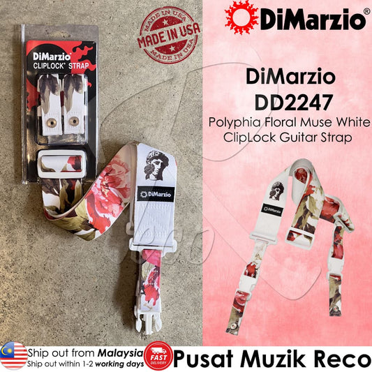 *DiMarzio DD2247 Polyphia Floral Muse White Standard Strap - Reco Music Malaysia