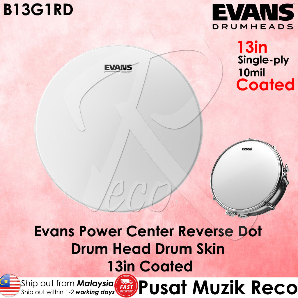 Evans B13G1RD 13-inch Power Center Reverse Dot Drum Head - Reco Music Malaysia