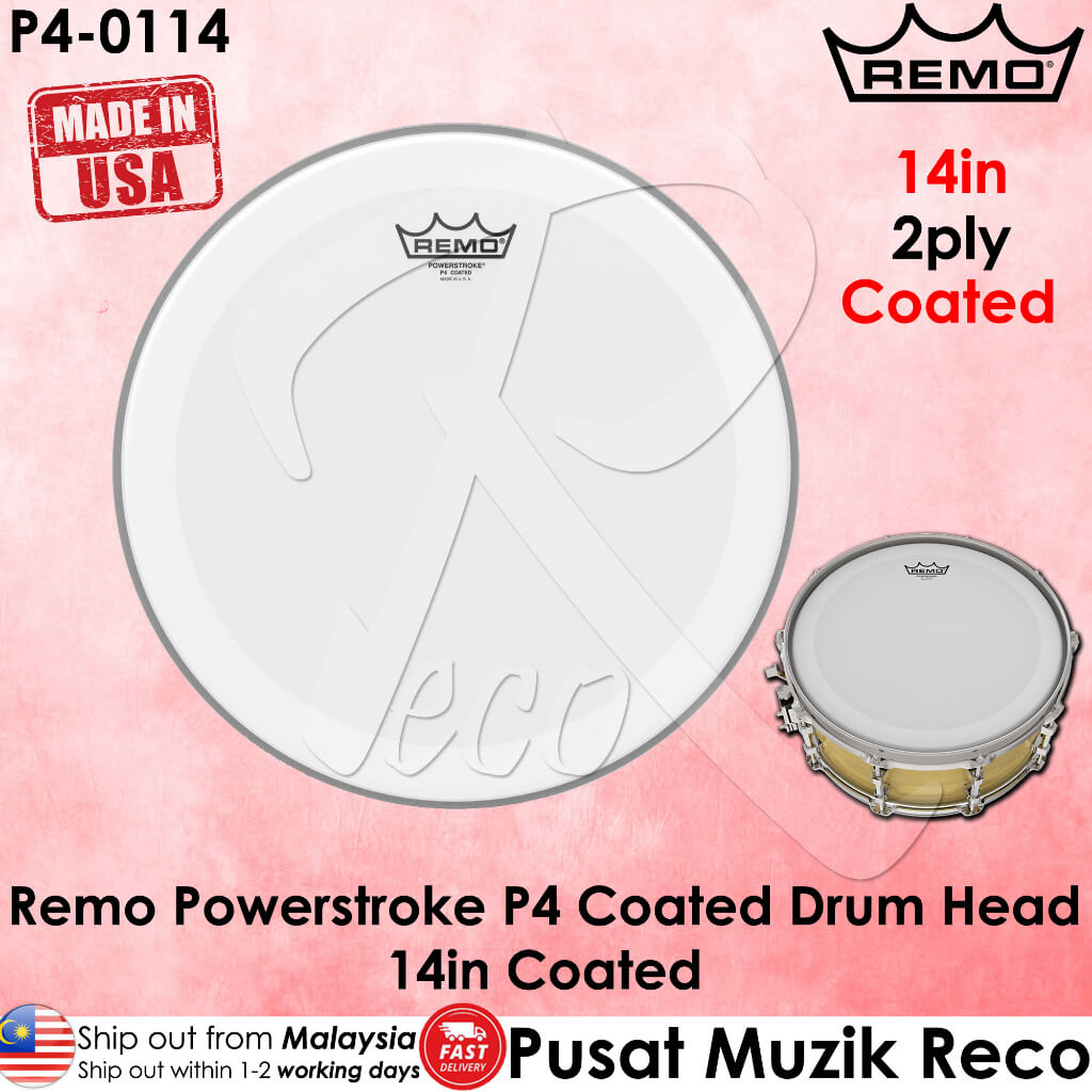 *Remo P4-0114-BP 14" Powerstroke 4 Coated Batter Drum Head - Reco Music Malaysia