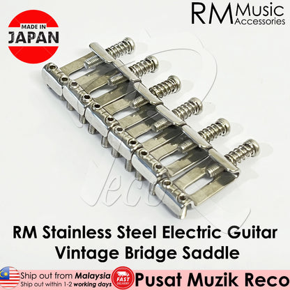 RM Stainless Steel Electric Guitar Vintage Tremolo Bridge Saddle 20.5x10.5MM (6pcs) - Reco Music Malaysia