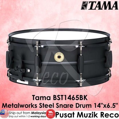 *Tama BST1465BK Metalwork 6.5" x 14" Snare Drum, Matte Black - Reco Music Malaysia