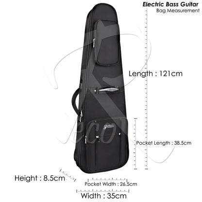 RM REB300-JC-B2213 20mm Thick Padded Electric Guitar Bag with Neck Rest Double Shoulder Strap, Black - Reco Music Malaysia