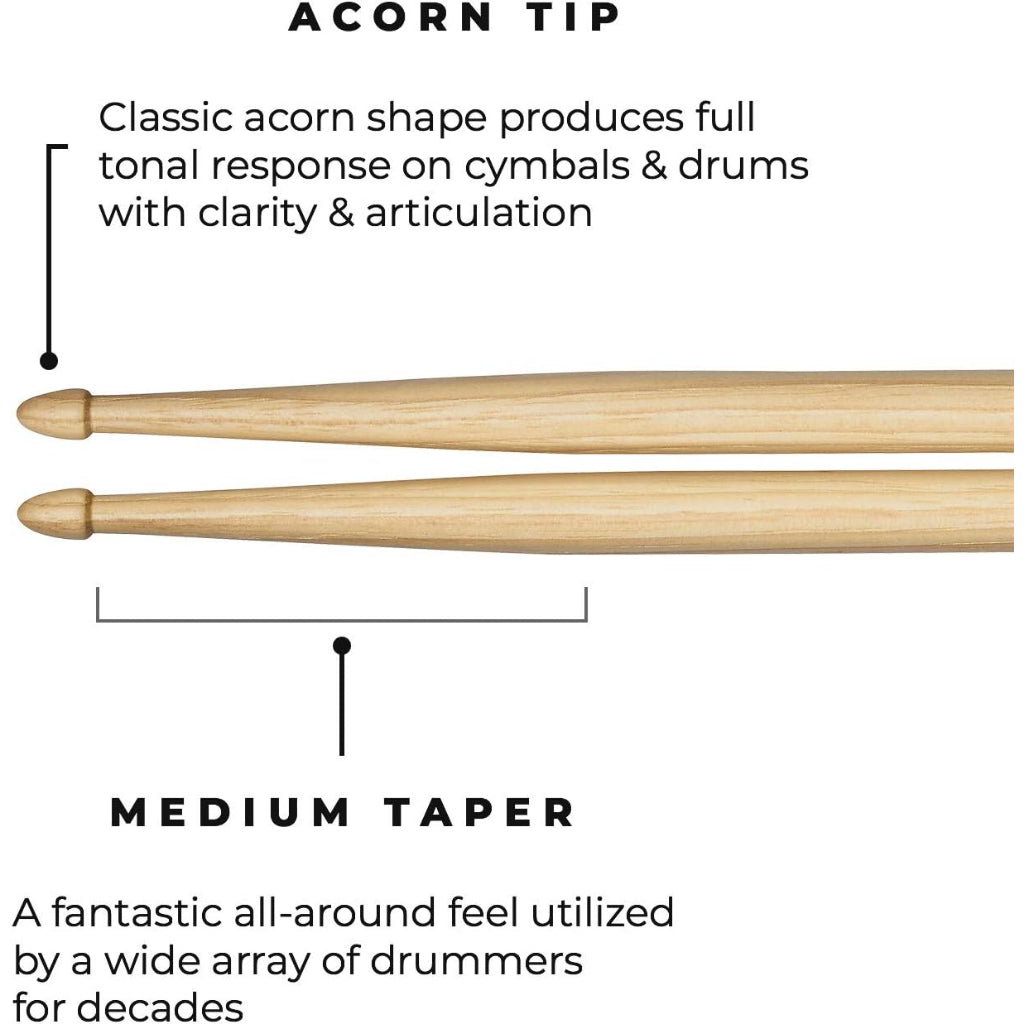 Meinl SB100 Standard 7A Drumstick American Hickory, Acorn Tip - Reco Music Malaysia