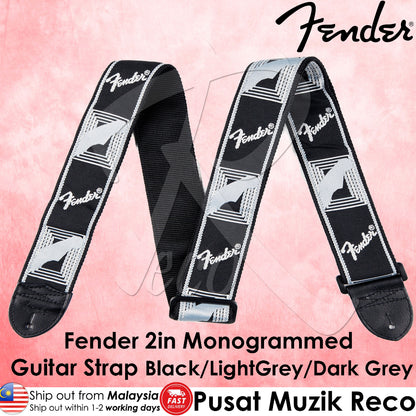 Fender 0990681543 Black/Light Grey/Dark Grey 2" Monogrammed Strap - Reco Music Malaysia