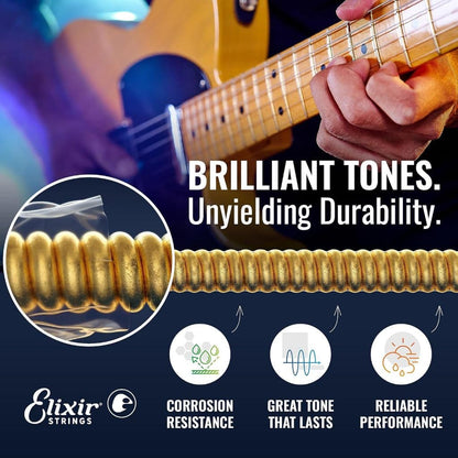 *Elixir Strings 19002 Optiweb Coated Electric Nickel Plated Steel Guitar String Super Light 0942 - Reco Music Malaysia