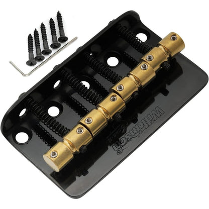 *Wilkinson WBBC Black Vintage Bass Guitar Bridge, Brass Saddles - Reco Music Malaysia