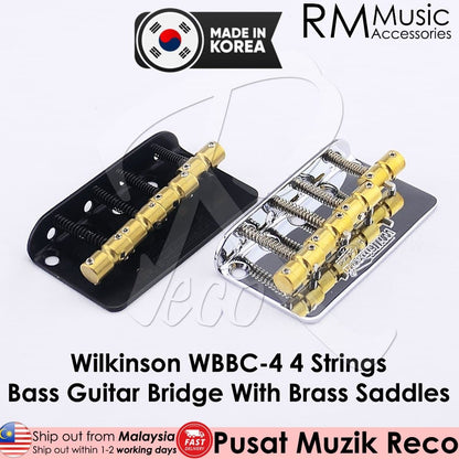 *Wilkinson WBBC Chrome Vintage Bass Guitar Bridge, Brass Saddles - Reco Music Malaysia