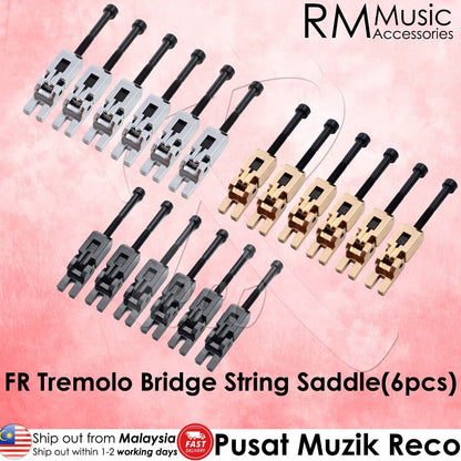 RM FR Guitar Tremolo Bridge String Saddle String Lock T Shape (6pcs) BK CR GD