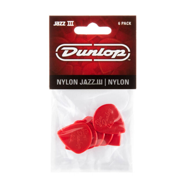 Jim Dunlop 47P3N Nylon Jazz III 1.38mm Guitar Picks Player Pack, 6pcs/Pack