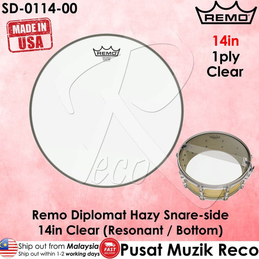 *Remo SD-0114-00 14" Hazy Diplomat Snare Side Drum Head - Reco Music Malaysia