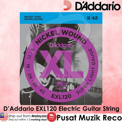 *D'Addario EXL120 XL Nickel Wound Electric Guitar Strings - Reco Music Malaysia