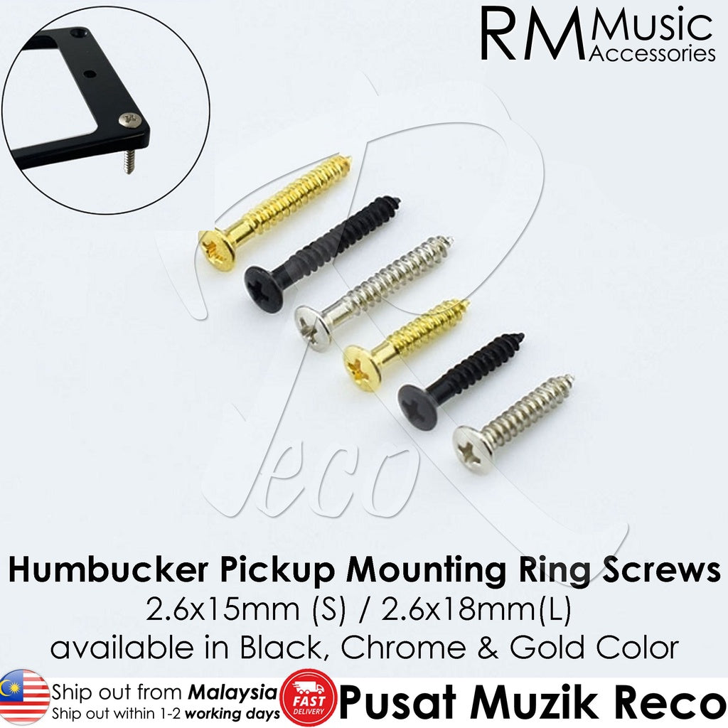 RM Electric Guitar Humbucker Pickup Mounting Ring Screws(GF0090-BK4S4L) - Reco Music Malaysia