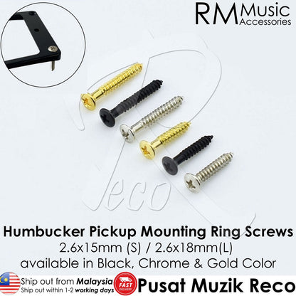 RM GF0090-Ni8S Electric Guitar Humbucker Pickup Mounting Ring Screws, Chrome 8 Short - Reco Music Malaysia